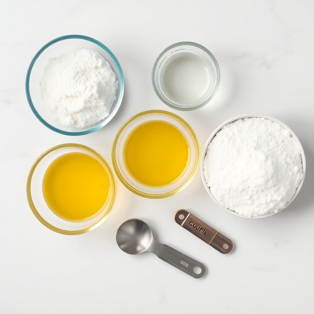 Flour, water, oil, and powdered sugar for easy bunuelos