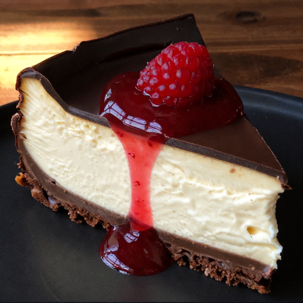 Easy Dark Chocolate Raspberry Cheesecake