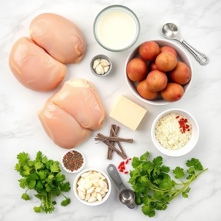 Raw ingredients for Garlic Parmesan Chicken and Potatoes