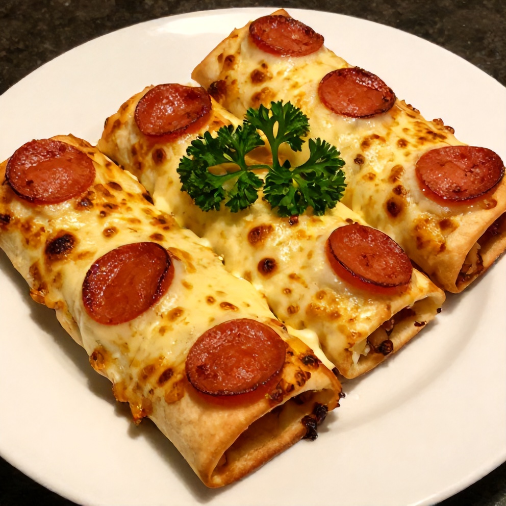 Easy High Protein Pepperoni Pizza Rolls on a Plate
