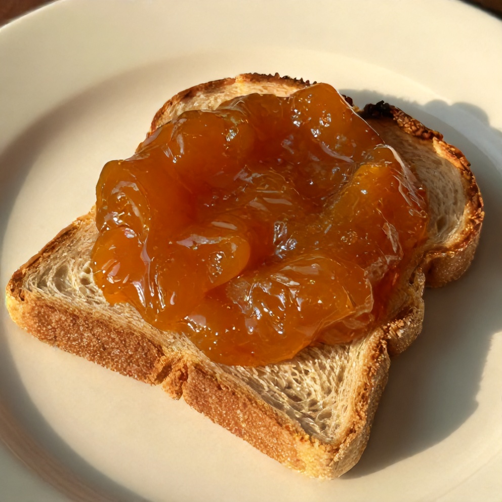 Homemade apricot jam on toast