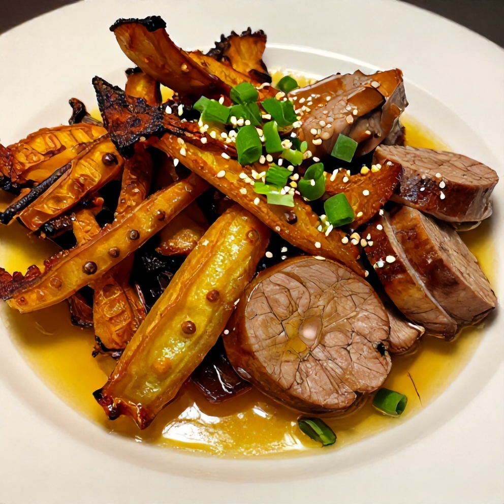 Plated Honey Garlic Kielbasa and Veggies Dinner