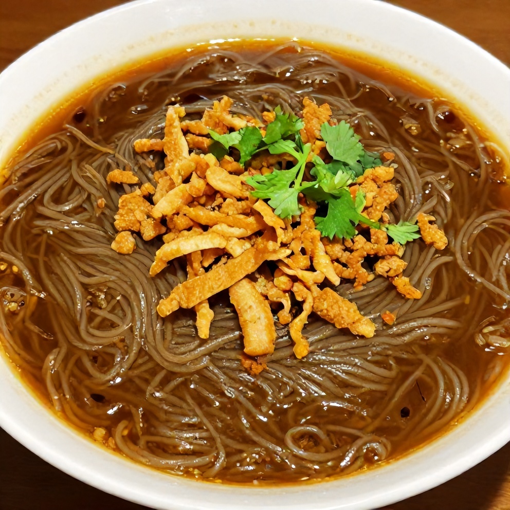 Hot and Sour Noodle Soup with Pork Topping