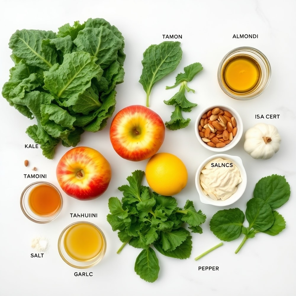 Raw ingredients for Kale and Apple Salad