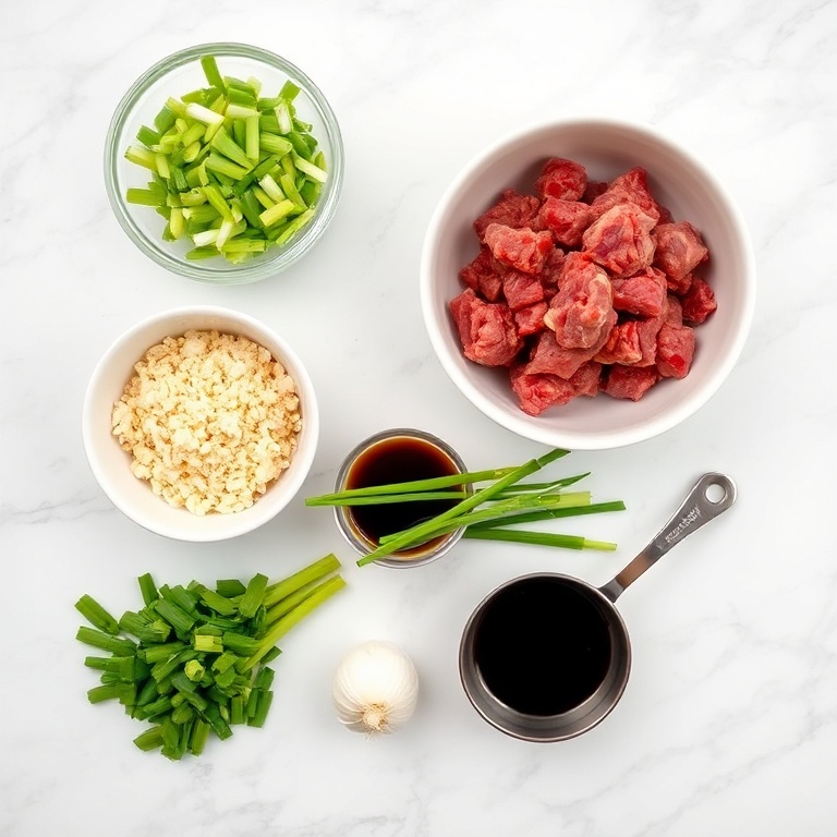 Korean BBQ Meatball Rice Bowl Ingredients
