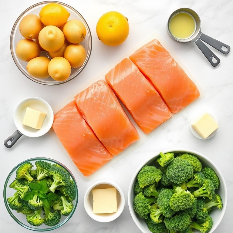 Raw ingredients for Easy Lemon Butter Salmon