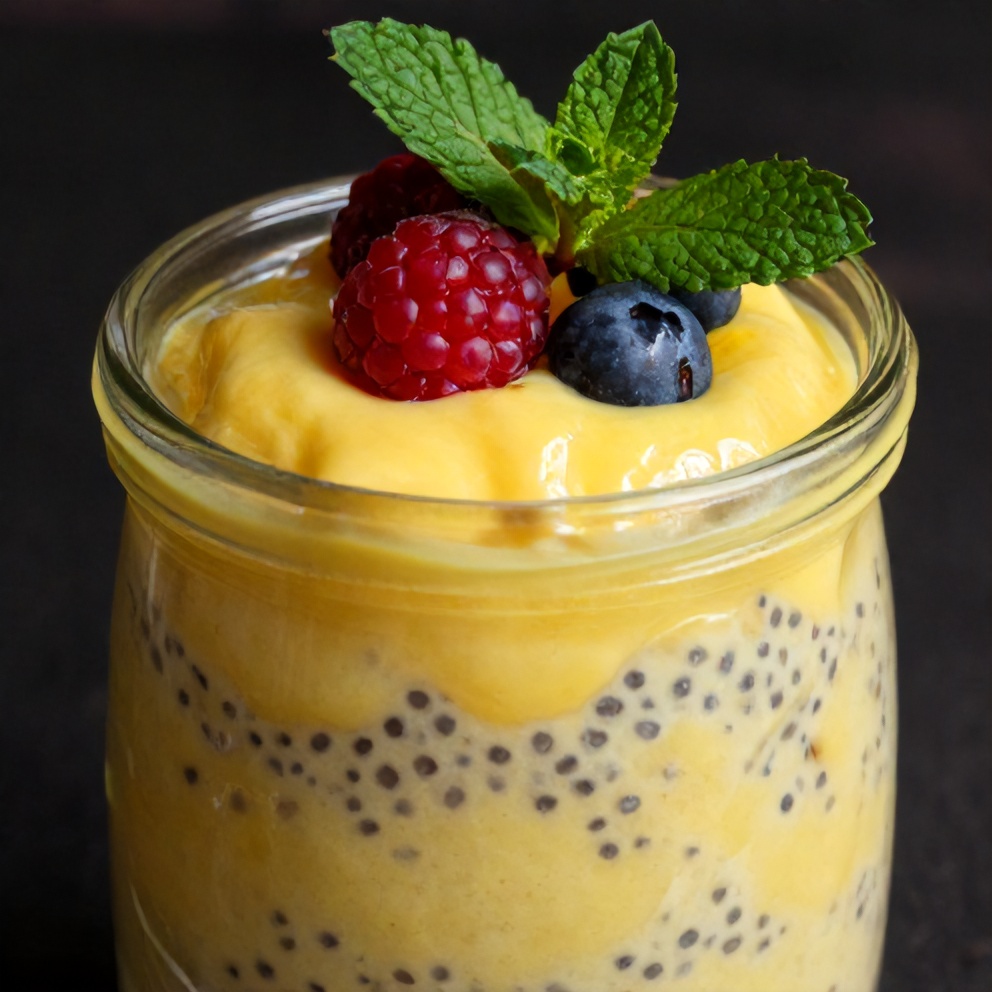 Lemon Curd Chia Pudding ready to serve