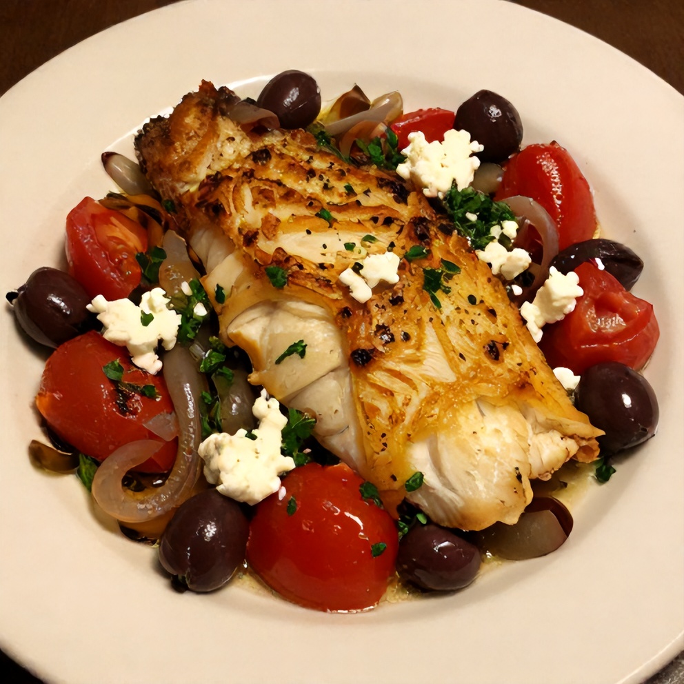 Plated Mediterranean Baked Cod