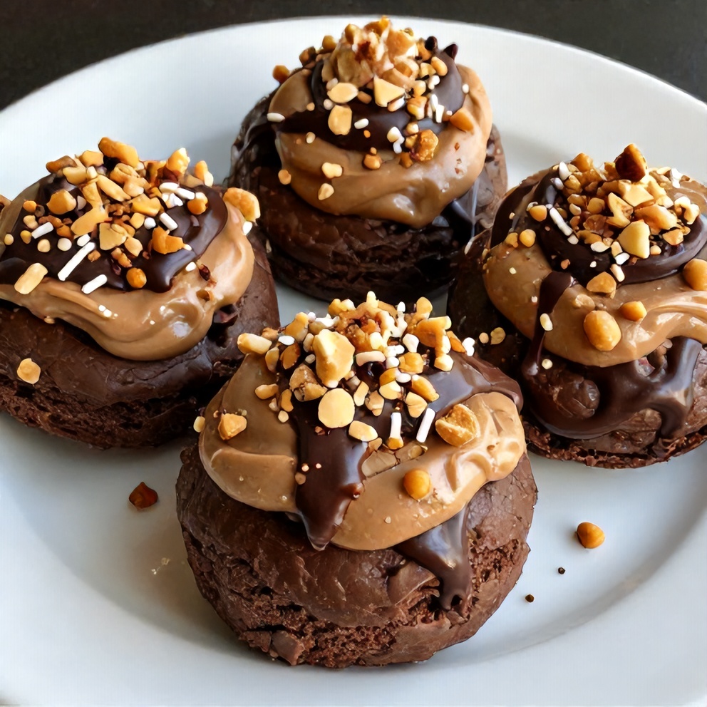 No-bake chocolate peanut butter protein cups on a white plate