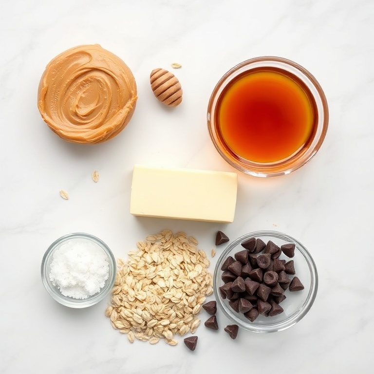 Ingredients for no-bake peanut butter oat bars