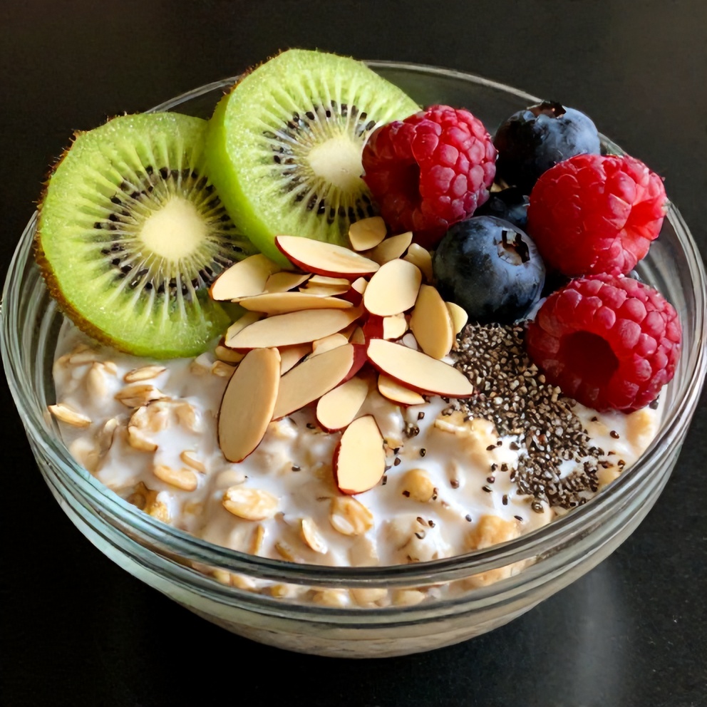 Overnight Oats with Kiwi and Chia Seeds