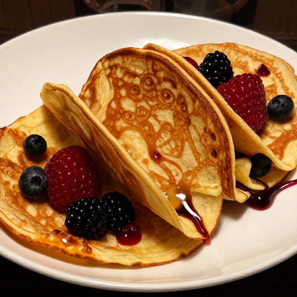 Pancake Tacos with Syrup and Berries