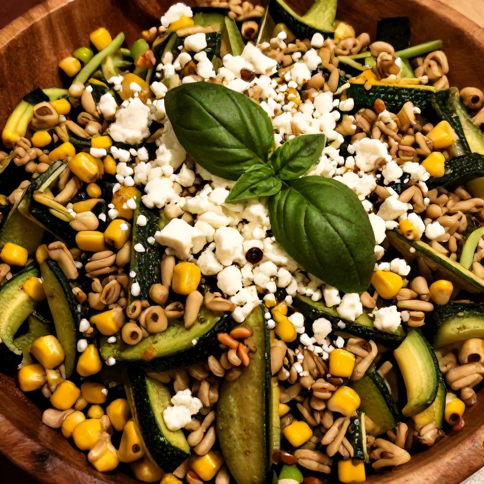 Pesto Zucchini Corn Quinoa Salad