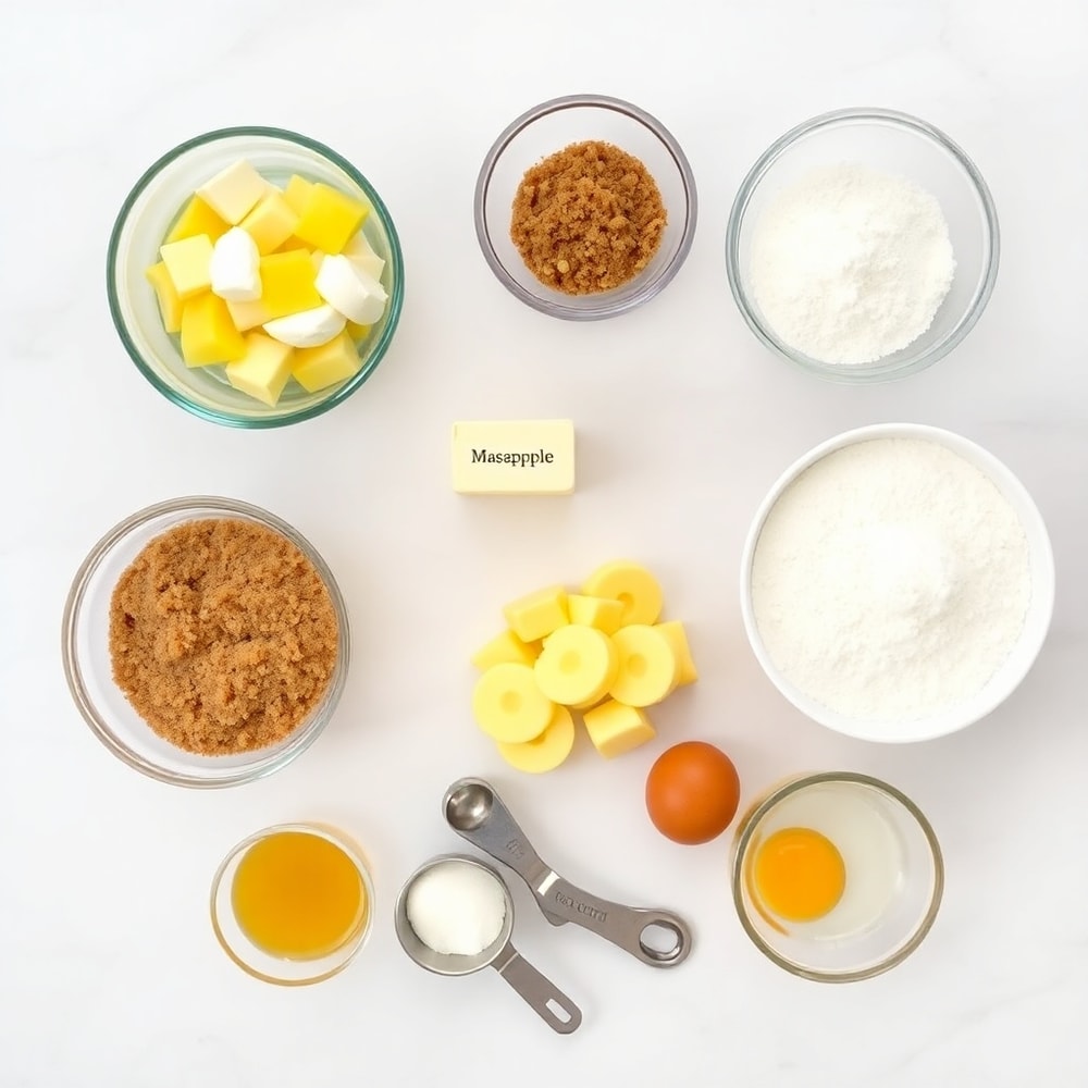 Raw Ingredients for Pineapple Mascarpone Upside-Down Mini Cakes