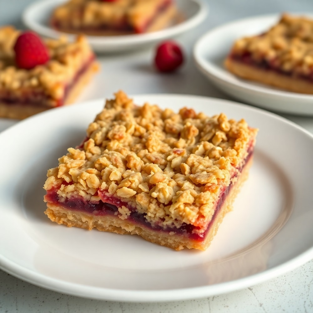 Raspberry Oatmeal Crumble Bars on a cooling rack
