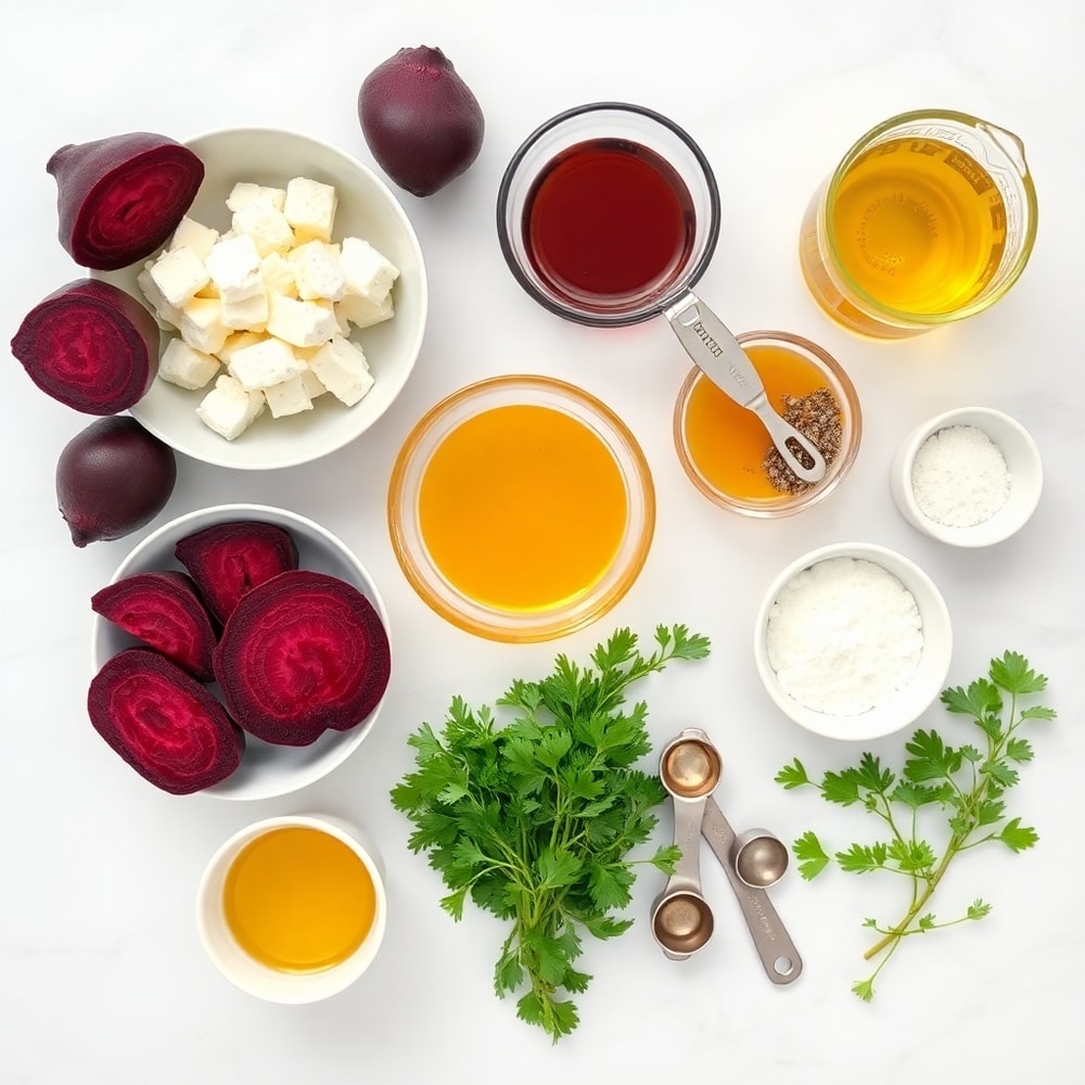 Raw ingredients for easy roasted beet salad