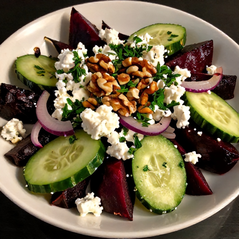 Plated Roasted Beet Salad with Feta