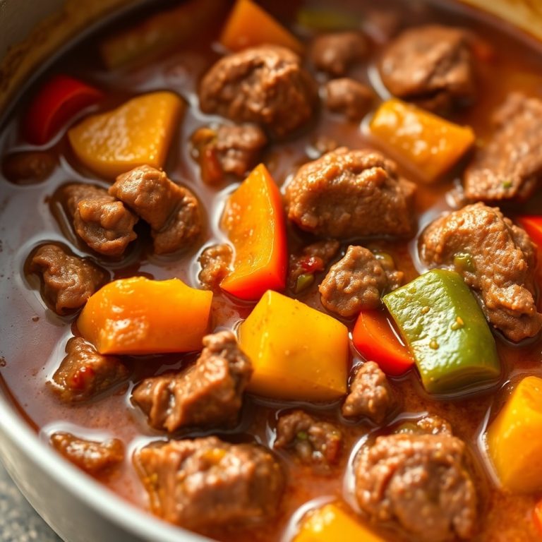 Easy Slow Cooker Beef and Pepper Stew