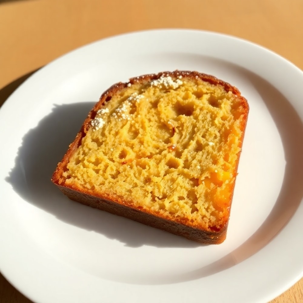 Easy Spiced Peach Bread sliced on a plate