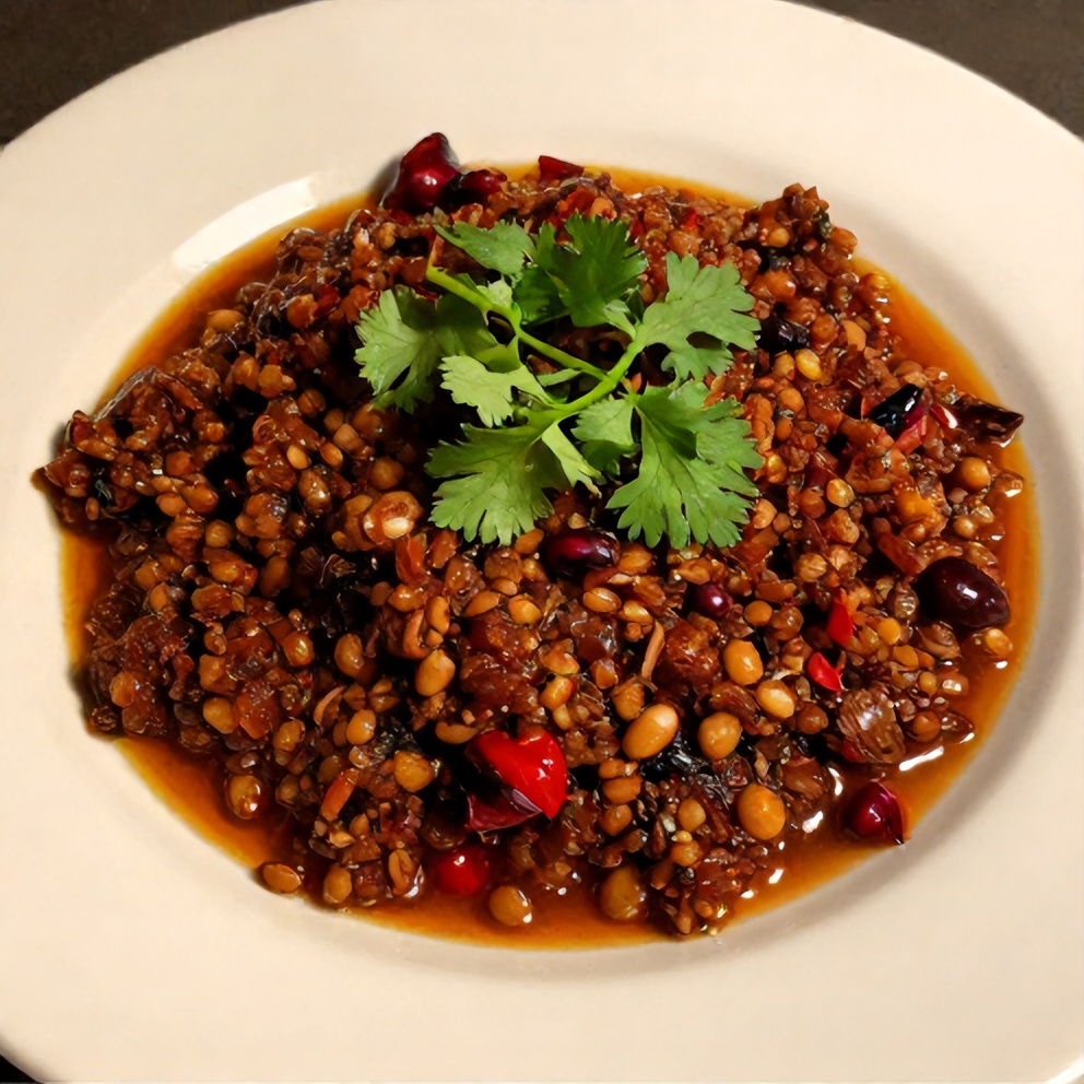 Perfectly plated serving of Easy Spicy Cranberry Salsa on a white plate, garnished with fresh cilantro, with warm side lighting highlighting the texture and color.