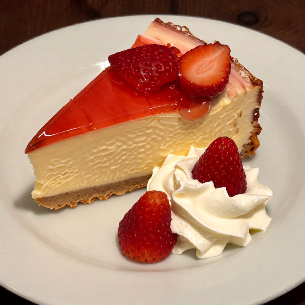 Strawberry Earthquake Cake slice on a dessert plate