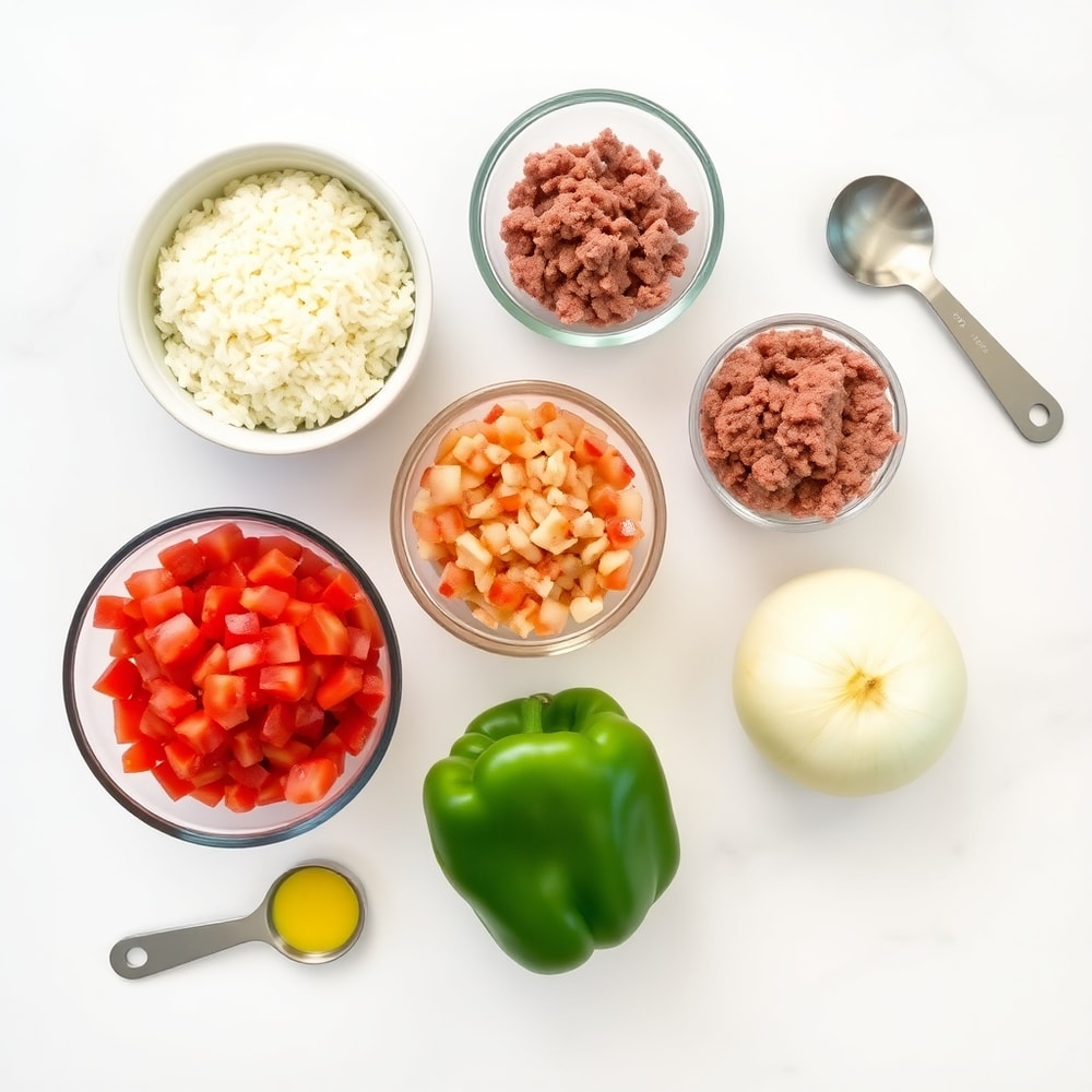 Raw ingredients for Easy Stuffed Bell Peppers