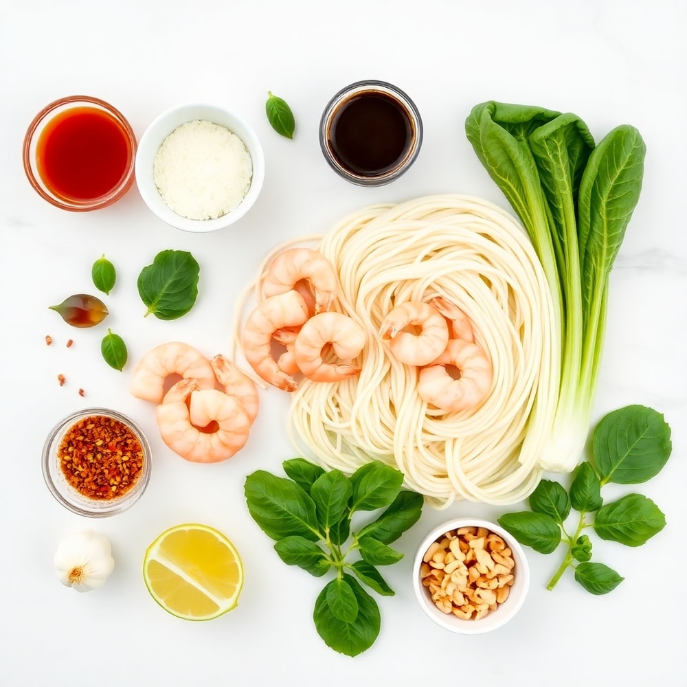 Raw ingredients for Thai Drunken Noodles