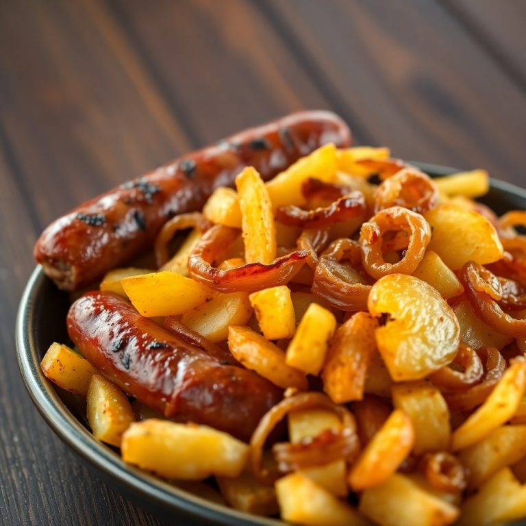 fried potatoes onions sausage