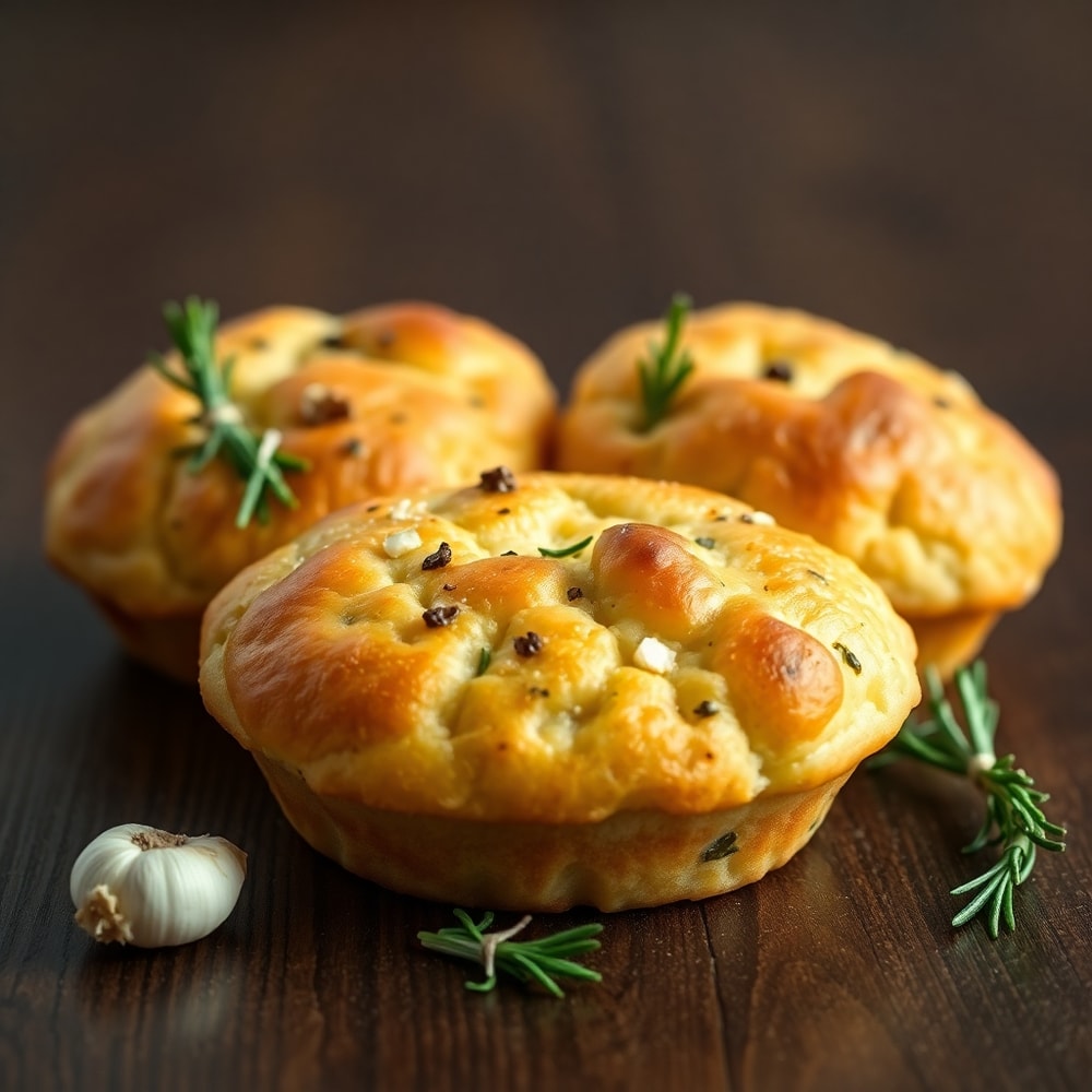 Garlic Rosemary Focaccia Muffins