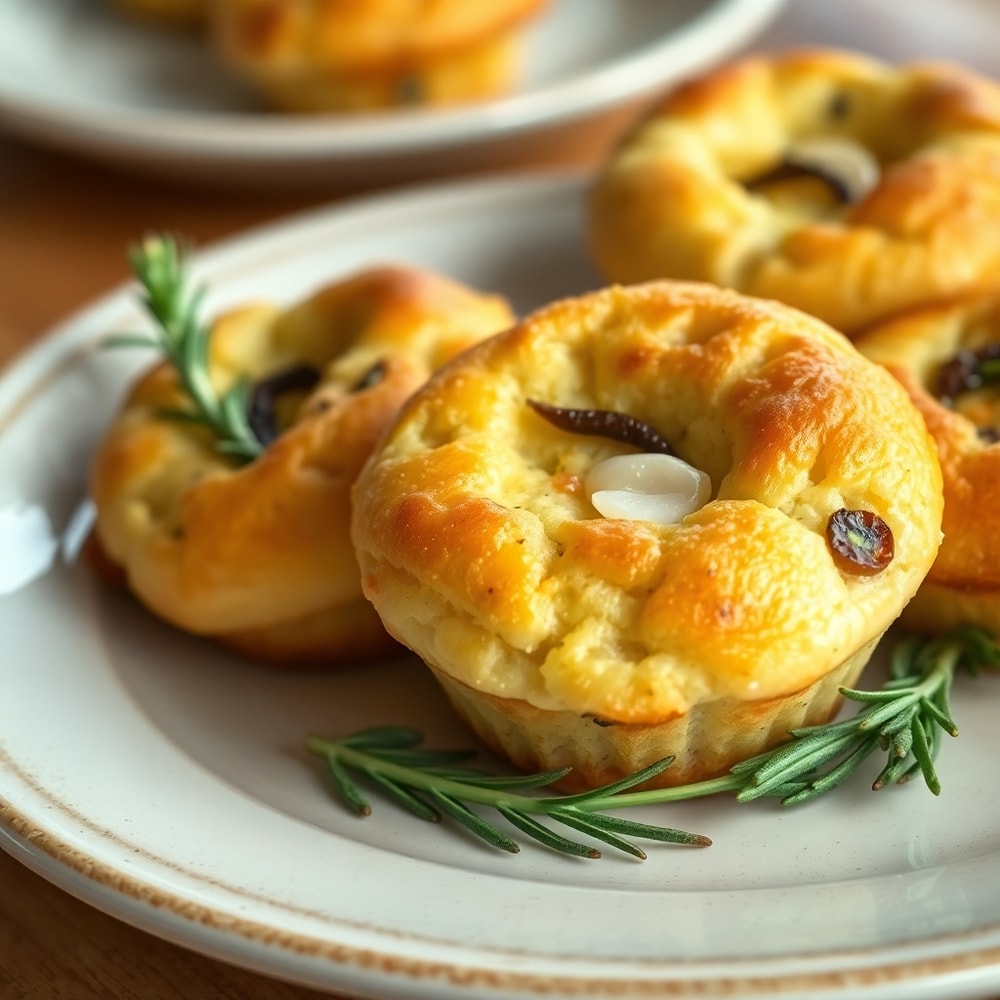 Garlic Rosemary Focaccia Muffins Ready to Serve
