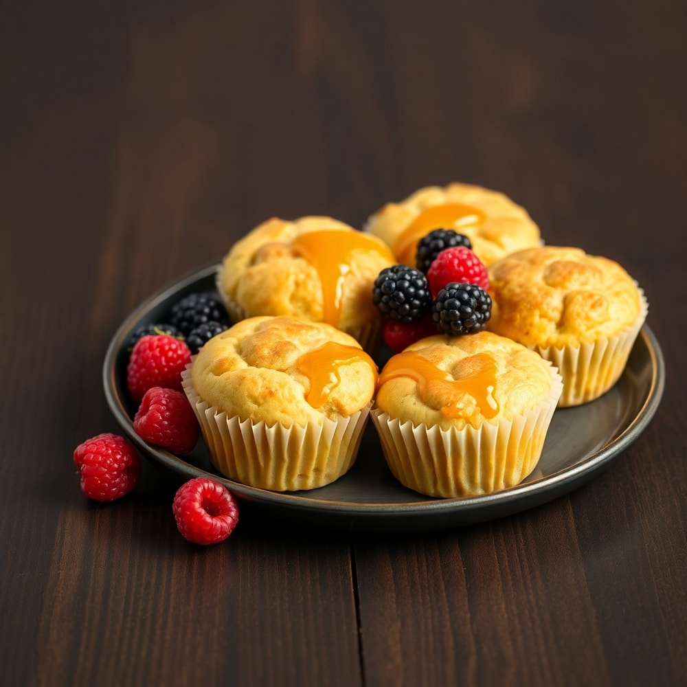 High protein pancake muffins on a plate