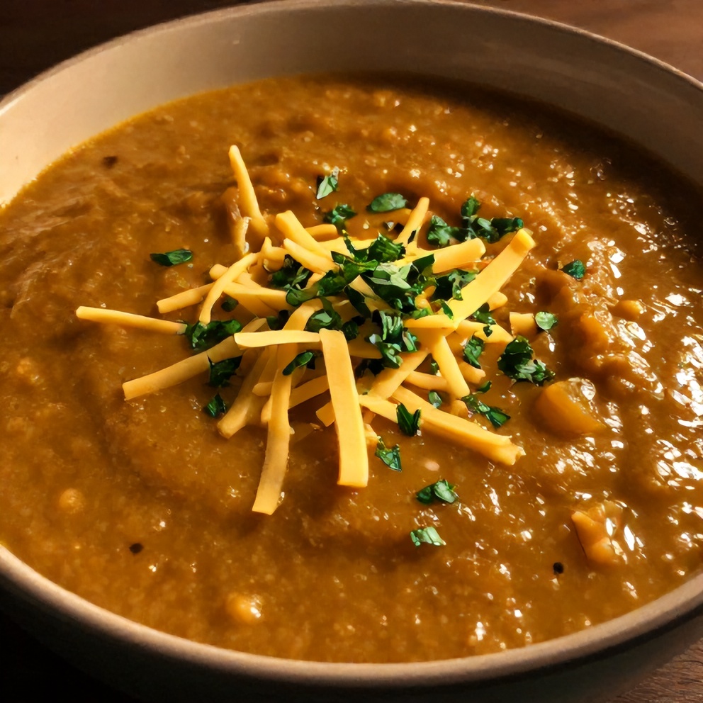 Bowl of Creamy High Protein Stuffed Pepper Soup