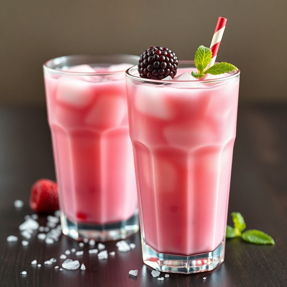 homemade blackberry coconut pink drink
