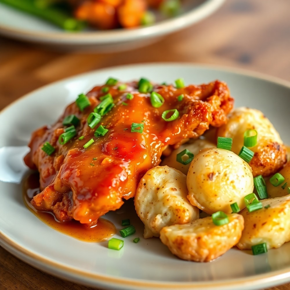 Honey BBQ Chicken with Garlic Parmesan Potatoes