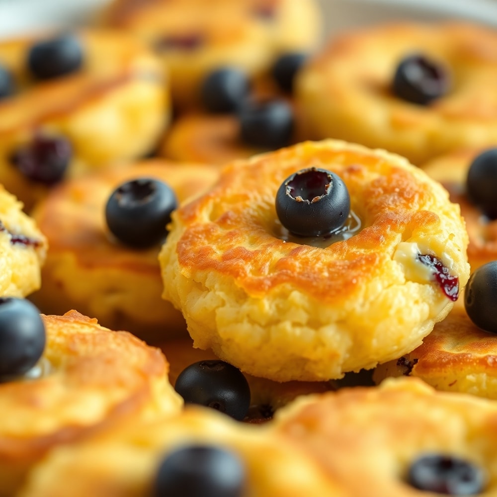 Lemon Blueberry Cottage Cheese Pancake Bites