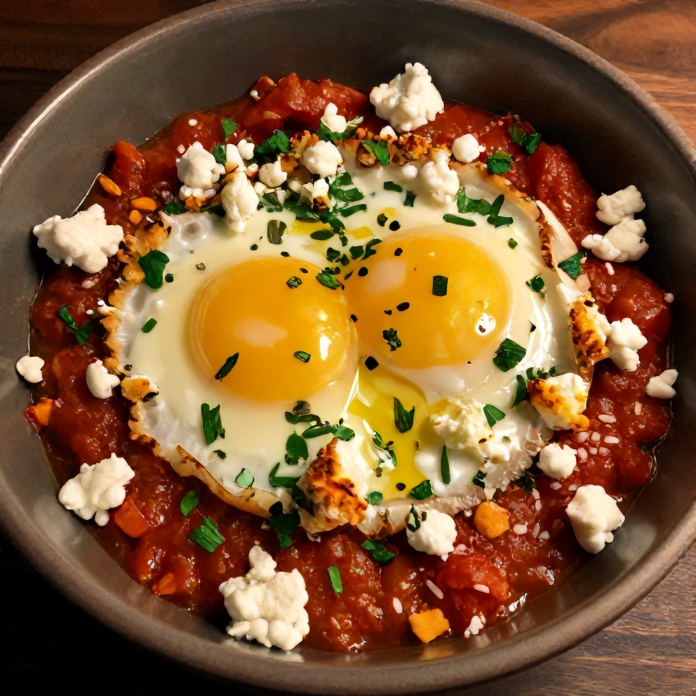 Plated Mediterranean Baked Eggs