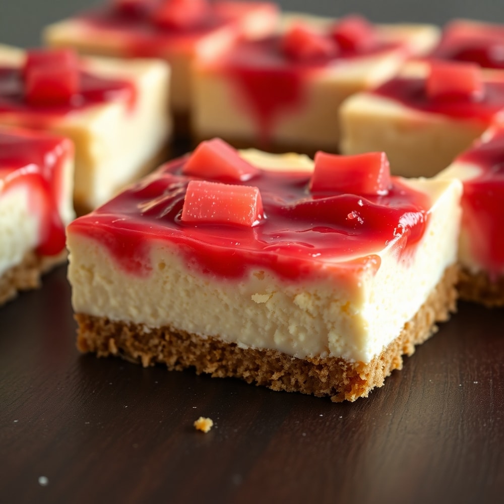 No Bake Rhubarb Cheesecake Squares