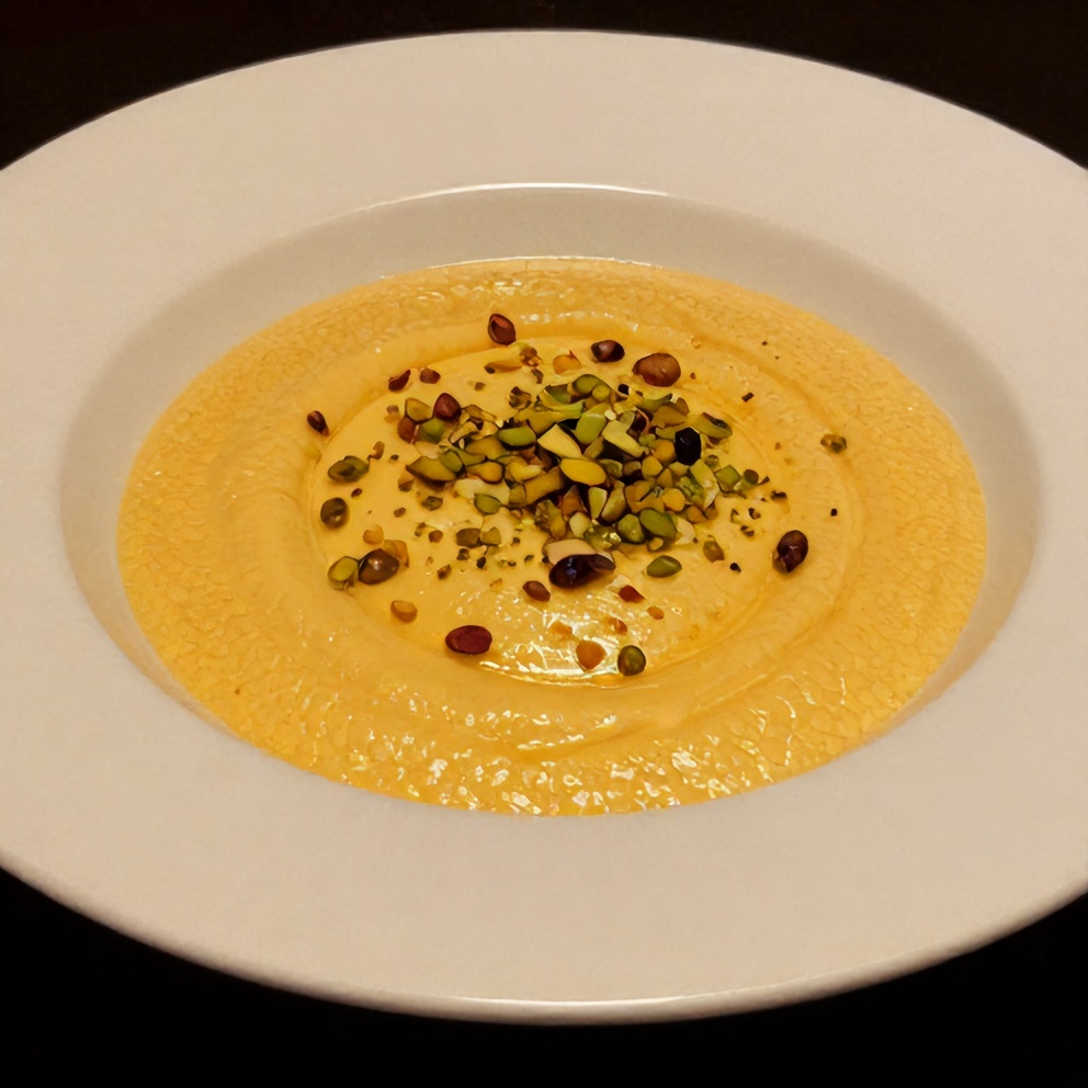 Plated Orange Blossom Semolina Pudding with Pistachios