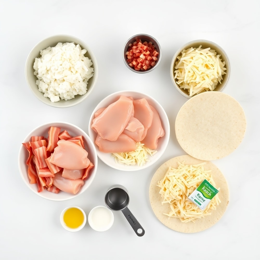 Raw ingredients for chicken bacon ranch tacos