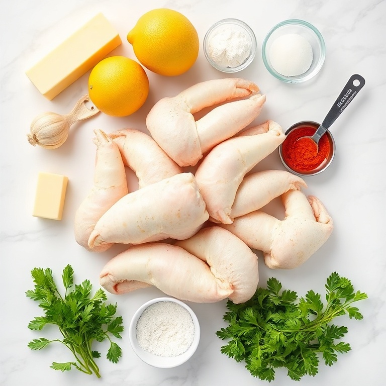 Raw ingredients for oven baked snow crab legs