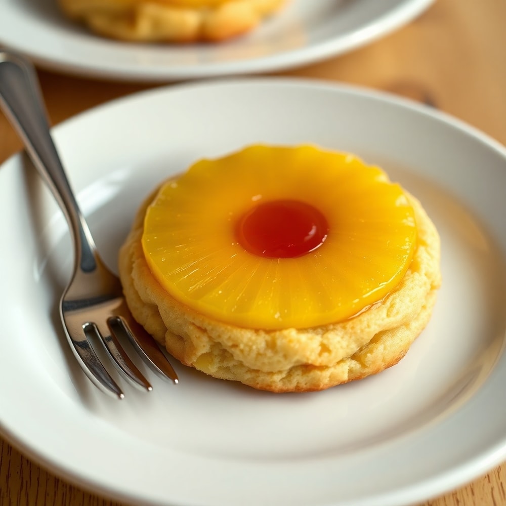 Pineapple Upside Down Sugar Cookies on a Plate