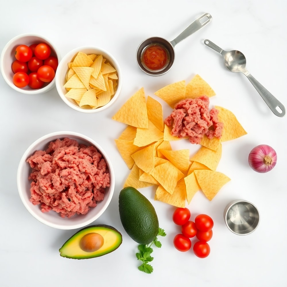 Raw ingredients for post-workout taco salad bowl on a wooden surface