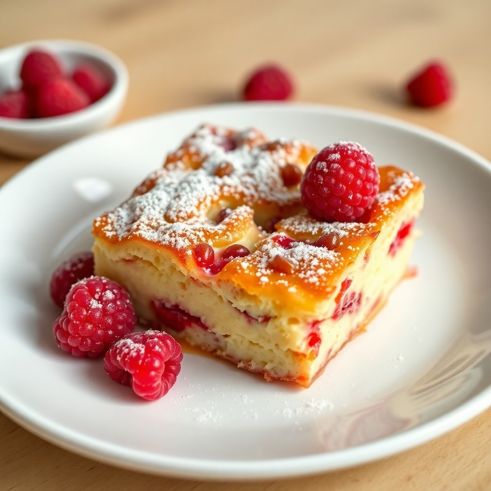 Raspberry Cheesecake French Toast Casserole Ready to Serve