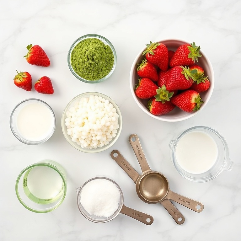 Ingredients for Strawberry Matcha Sago Dessert