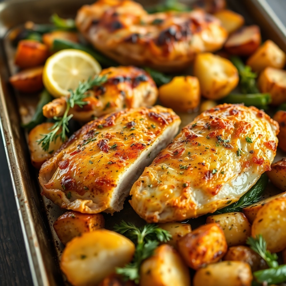 sheet pan lemon herb chicken and vegetables