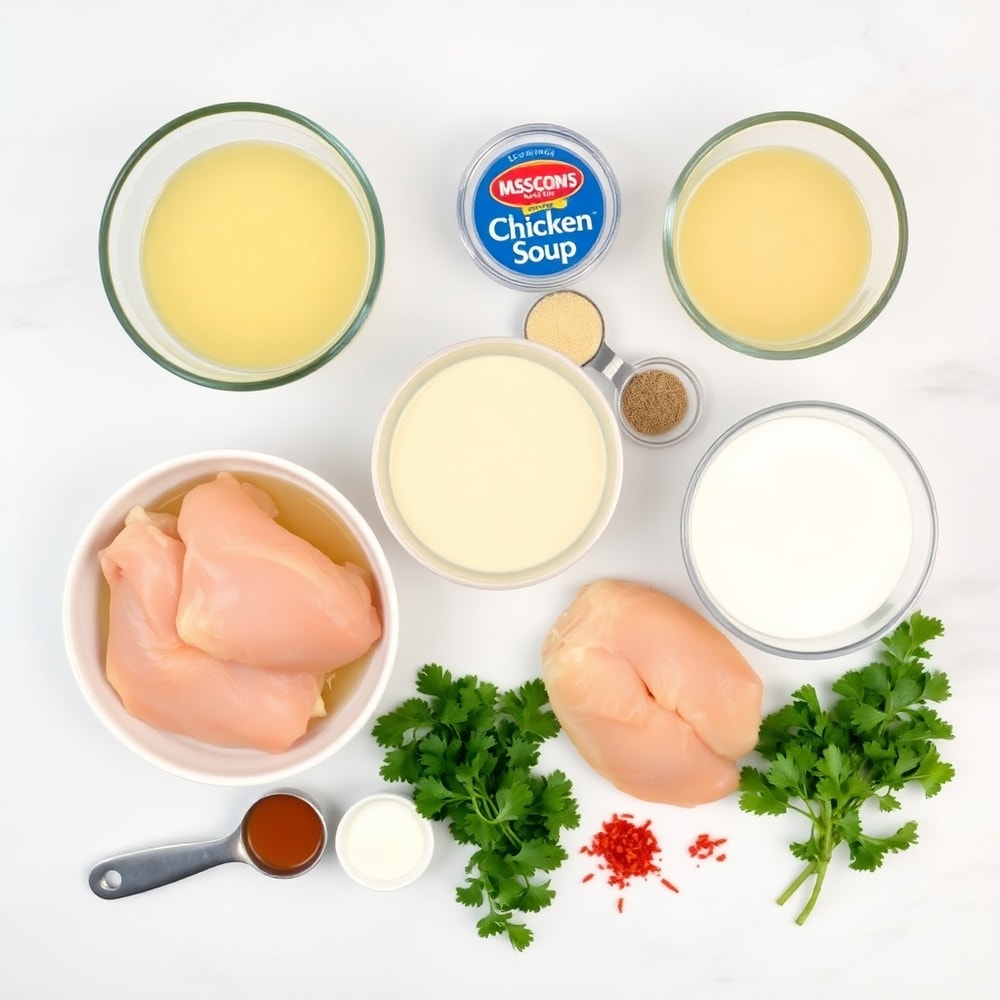 Raw ingredients for Slow Cooker Chicken and Gravy
