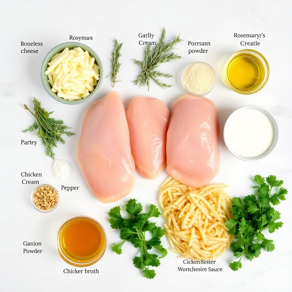 Raw ingredients for Slow Cooker Parmesan Herb Chicken with Orzo