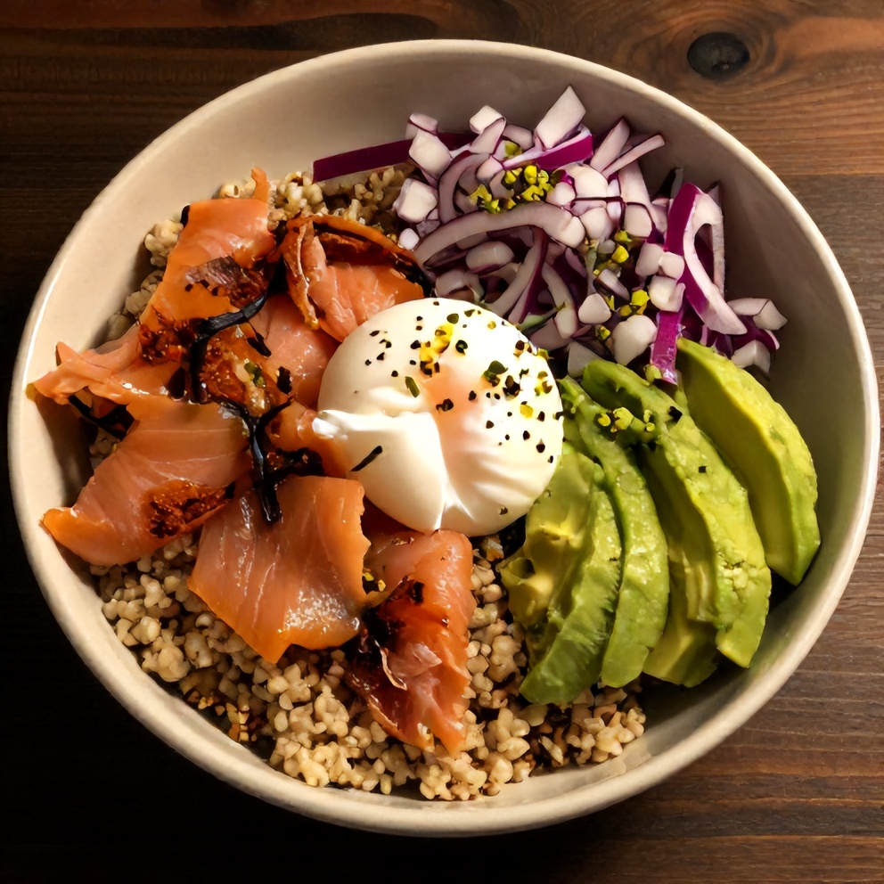 Perfectly plated smoked salmon quinoa breakfast bowl