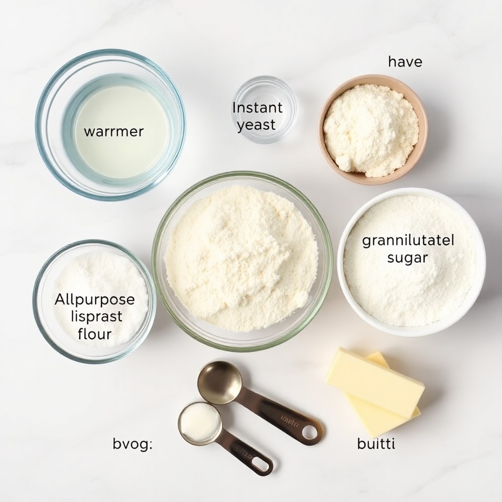 Flat lay of ingredients for soft pretzel bites