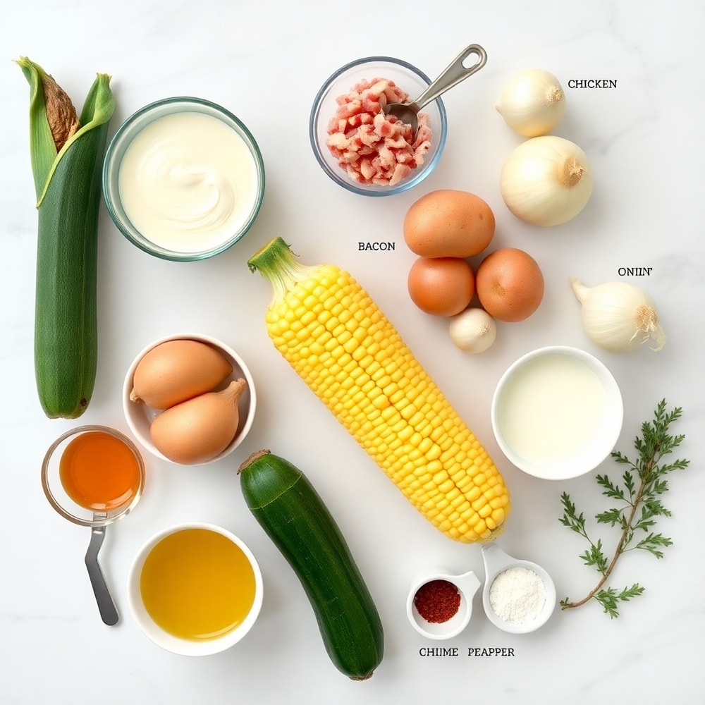 Raw Ingredients for Corn and Zucchini Chowder